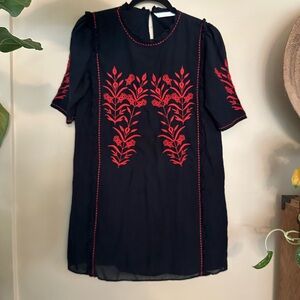 Zara Black and Red Short Sleeve mini dress